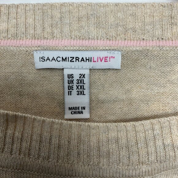 2X Top Tulip Hem Oversized Isaac Mizrahi Live A397083-Heather Oatmeal - Picture 4 of 11